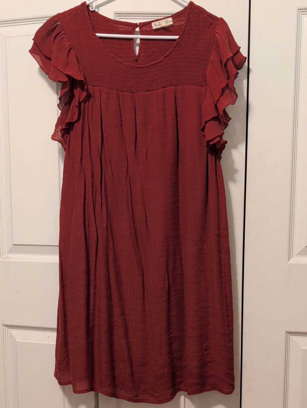 Red Ruffle Sleeve Women’s Dress - Unknown Brand
